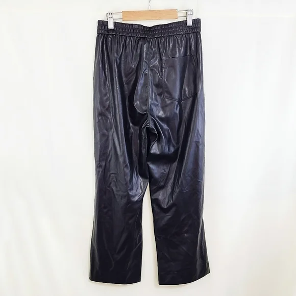 Bailey 44 Imogen black leather wide leg pants size medium cropped NEW